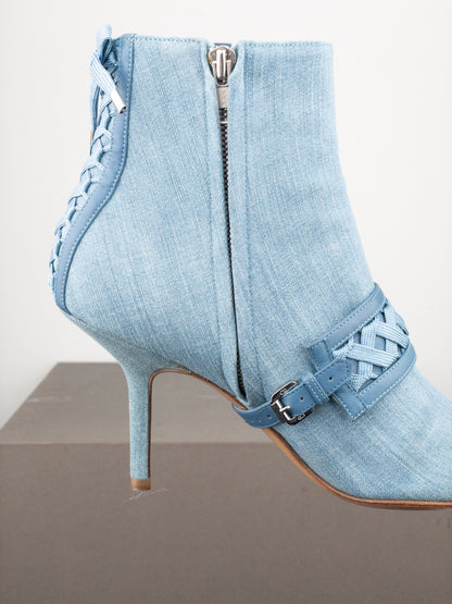 Dior by Galliano SS02 Corset Denim Kitten Heel Ankle Boots