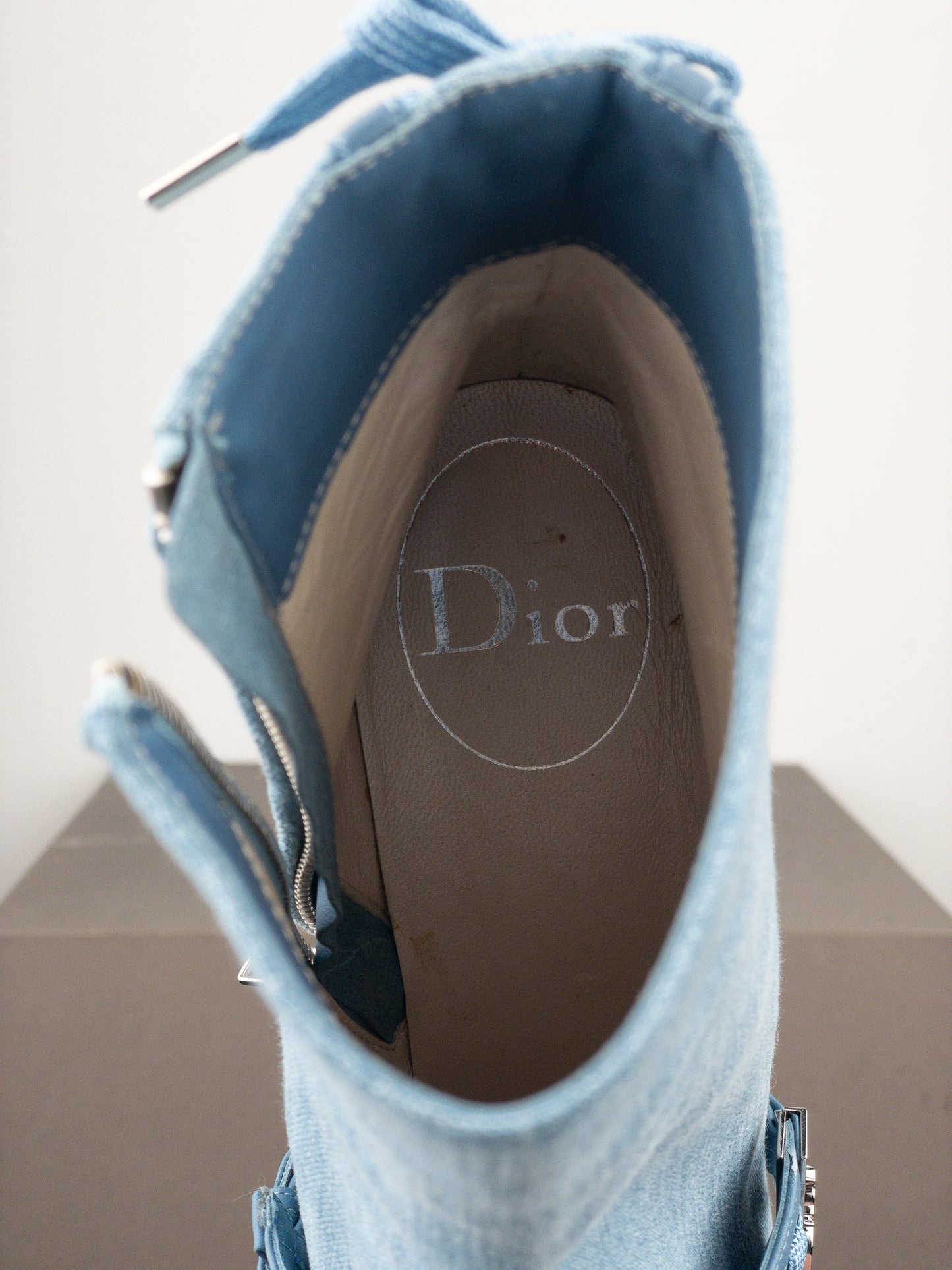Dior by Galliano SS02 Corset Denim Kitten Heel Ankle Boots