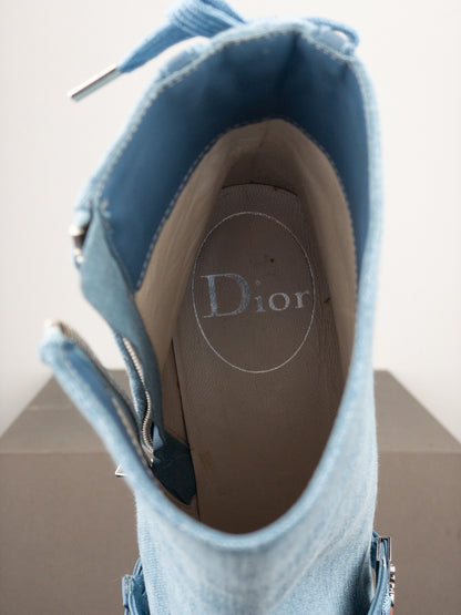 Dior by Galliano SS02 Corset Denim Kitten Heel Ankle Boots
