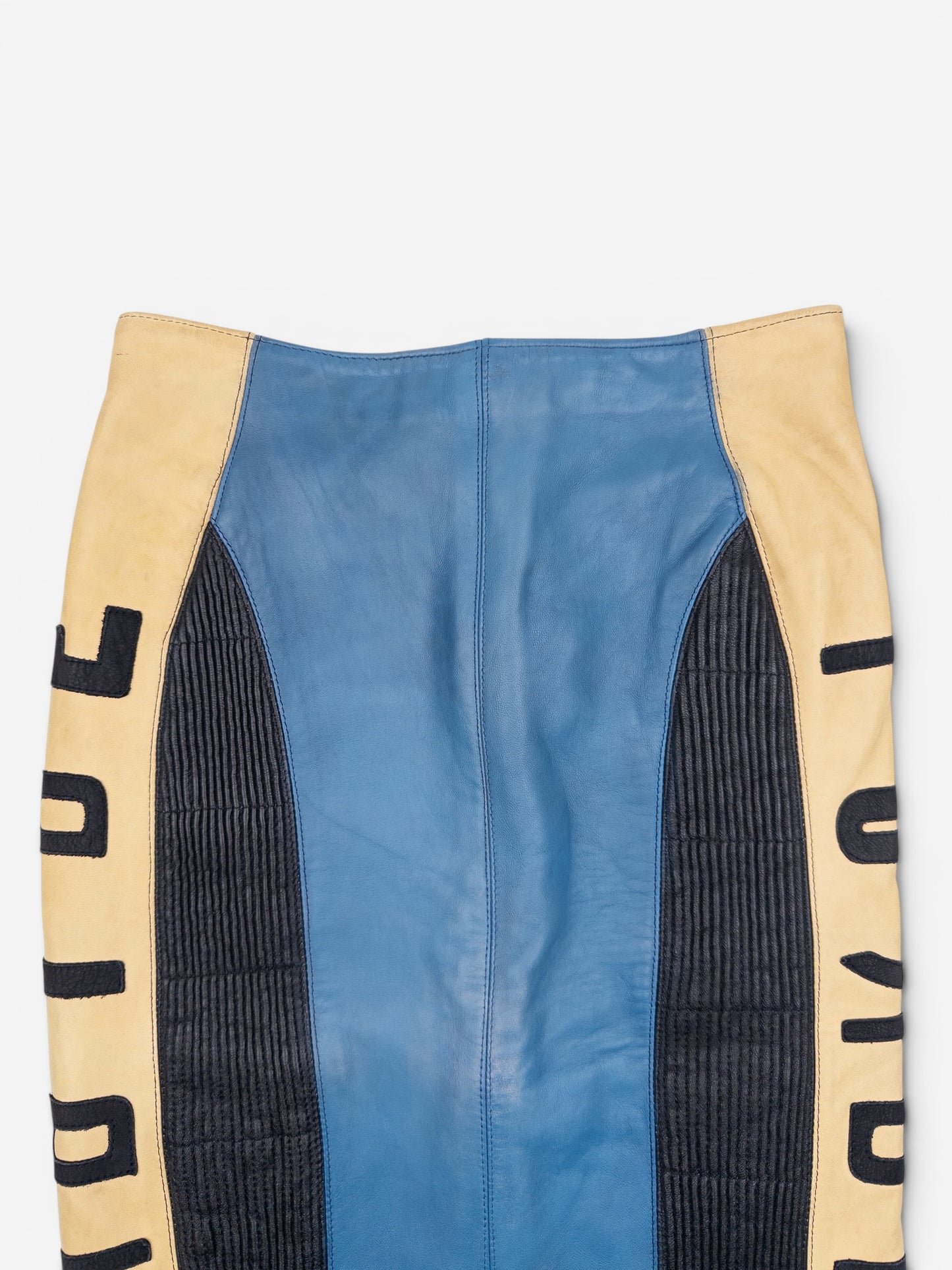 Jean Paul Gaultier AW86 'Russian Constructivist' Leather Biker Pencil Skirt