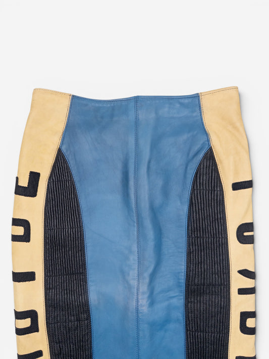 Jean Paul Gaultier AW86 'Russian Constructivist' Leather Biker Pencil Skirt – photo 3