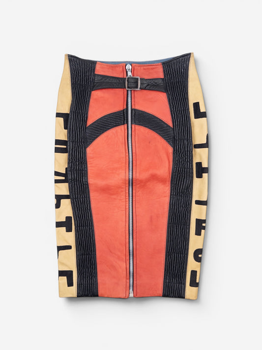 Jean Paul Gaultier AW86 'Russian Constructivist' Leather Biker Pencil Skirt – photo 2