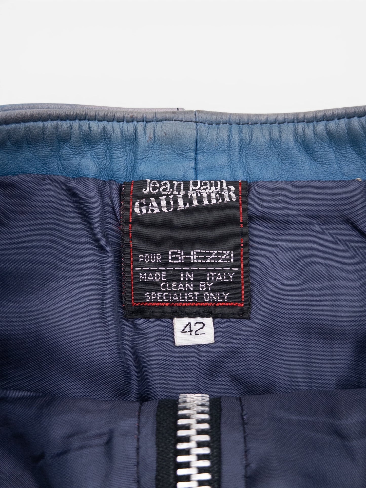 Jean Paul Gaultier AW86 'Russian Constructivist' Leather Biker Pencil Skirt