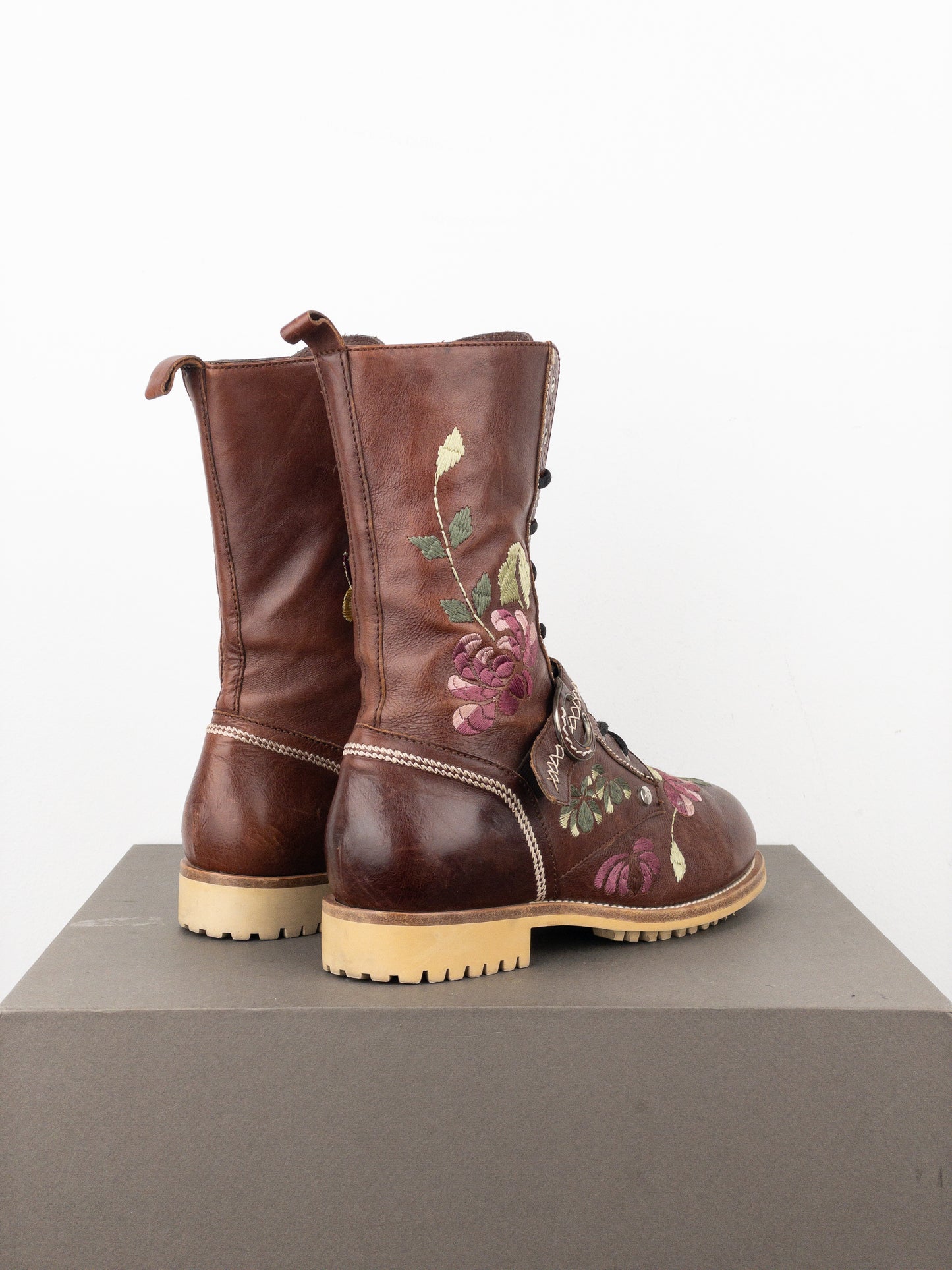Dior by Galliano AW05 Floral Embroidery Combat Boots