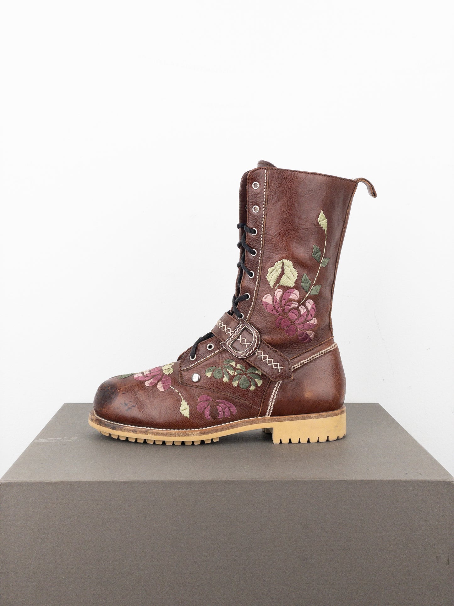Dior by Galliano AW05 Floral Embroidery Combat Boots