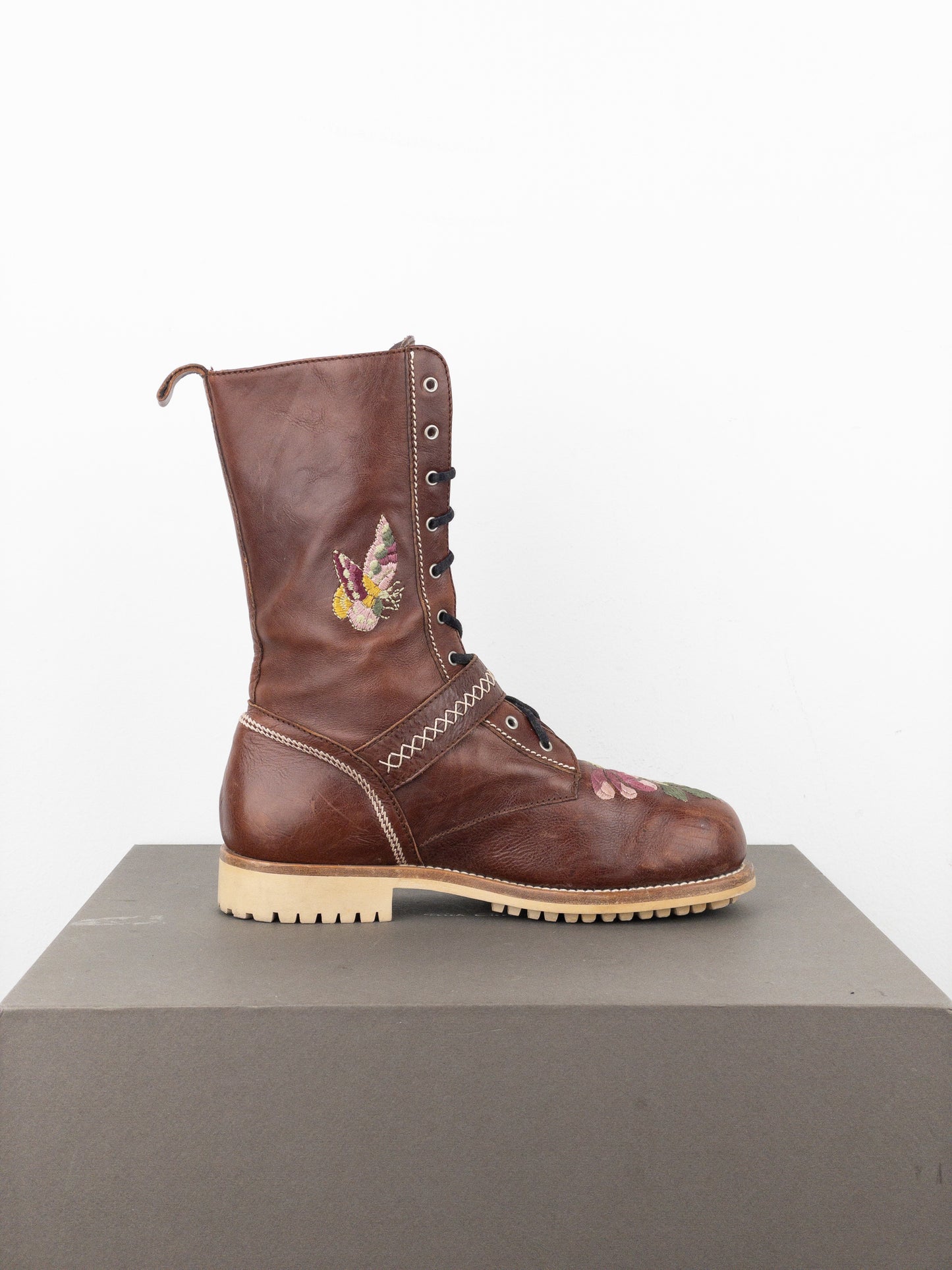 Dior by Galliano AW05 Floral Embroidery Combat Boots