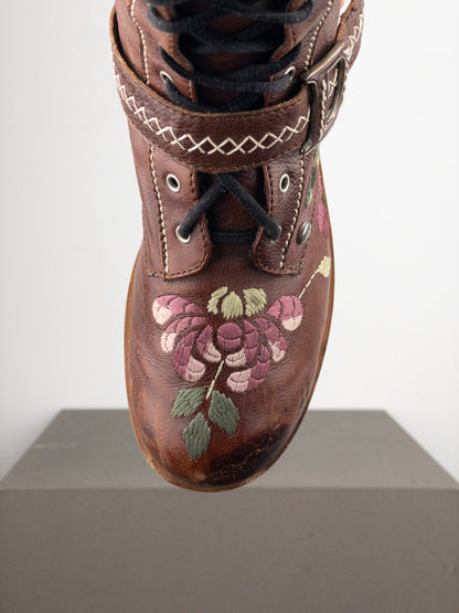 Dior by Galliano AW05 Floral Embroidery Combat Boots