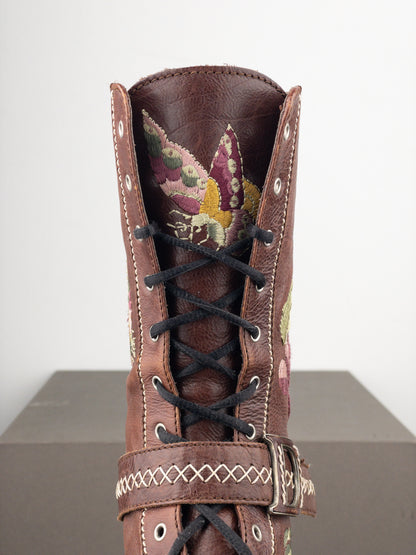 Dior by Galliano AW05 Floral Embroidery Combat Boots