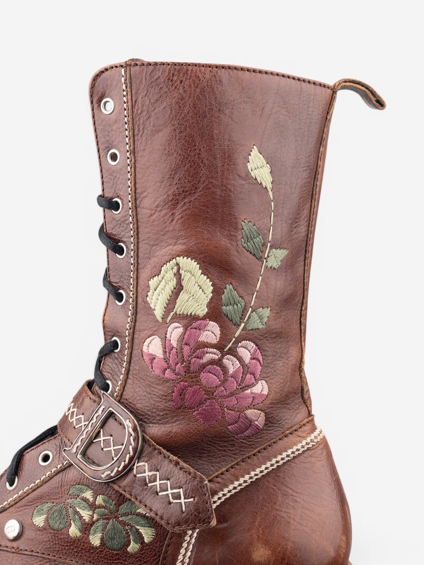 Dior by Galliano AW05 Floral Embroidery Combat Boots – photo 7