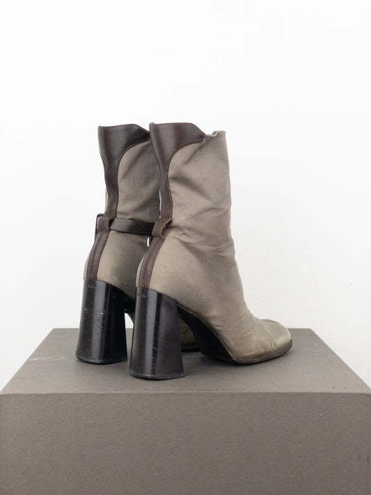 Prada AW99 Hybrid Cargo-Pocket Square Toe Ankle Heel Boots