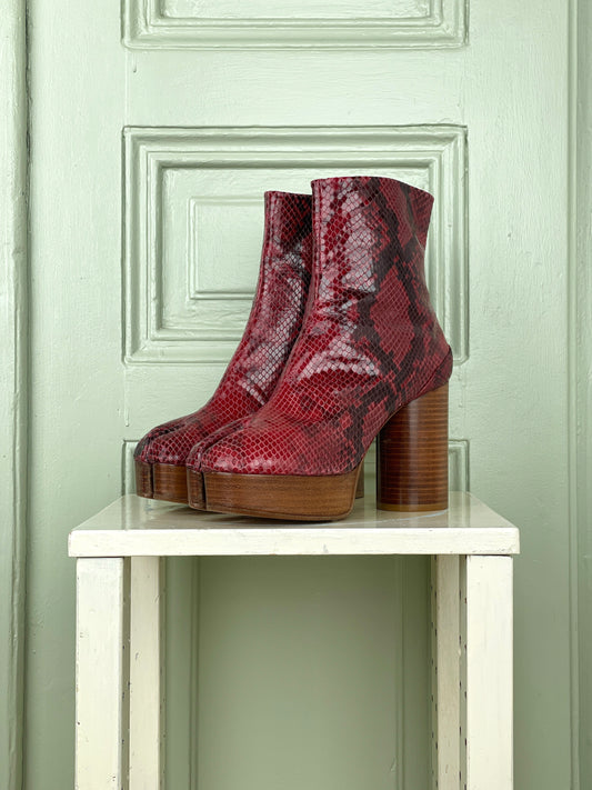 Maison Margiela Snakeskin Platform Tabi Ankle Boots