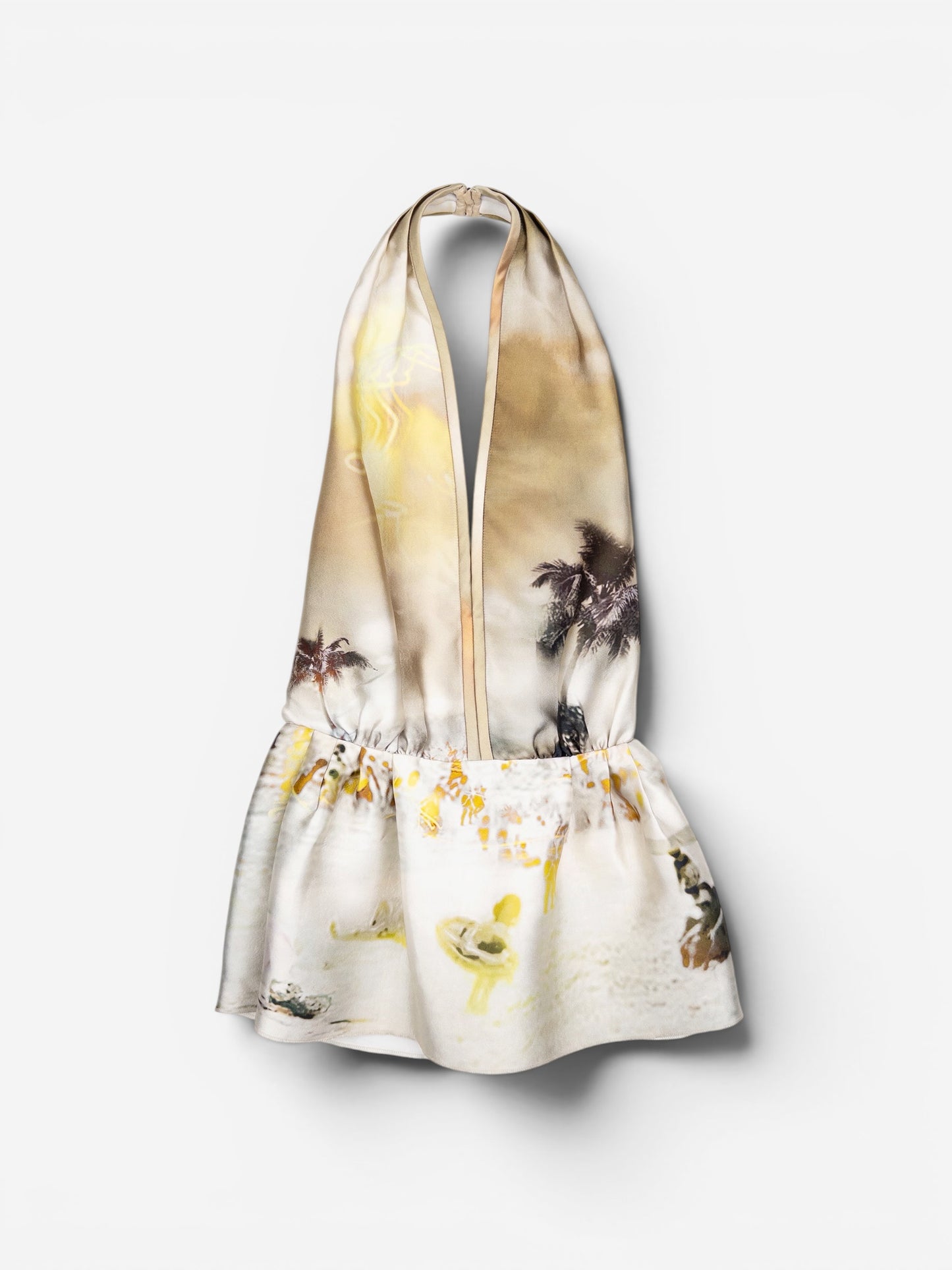 Prada SS10 Beach Print Backless Halter Plunge Top