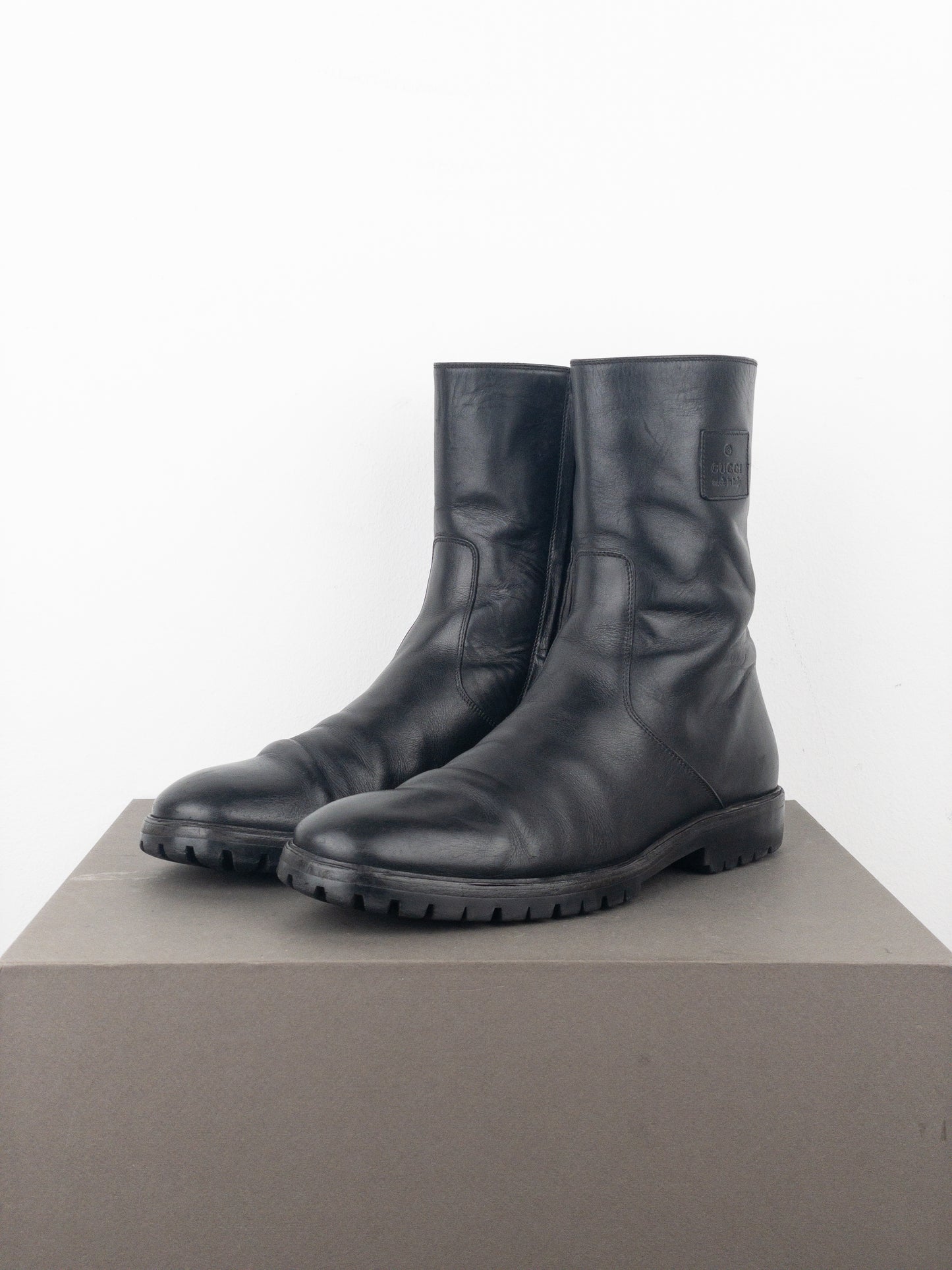 Gucci by Tom Ford 2000s Lug Sole Moto Biker Boots