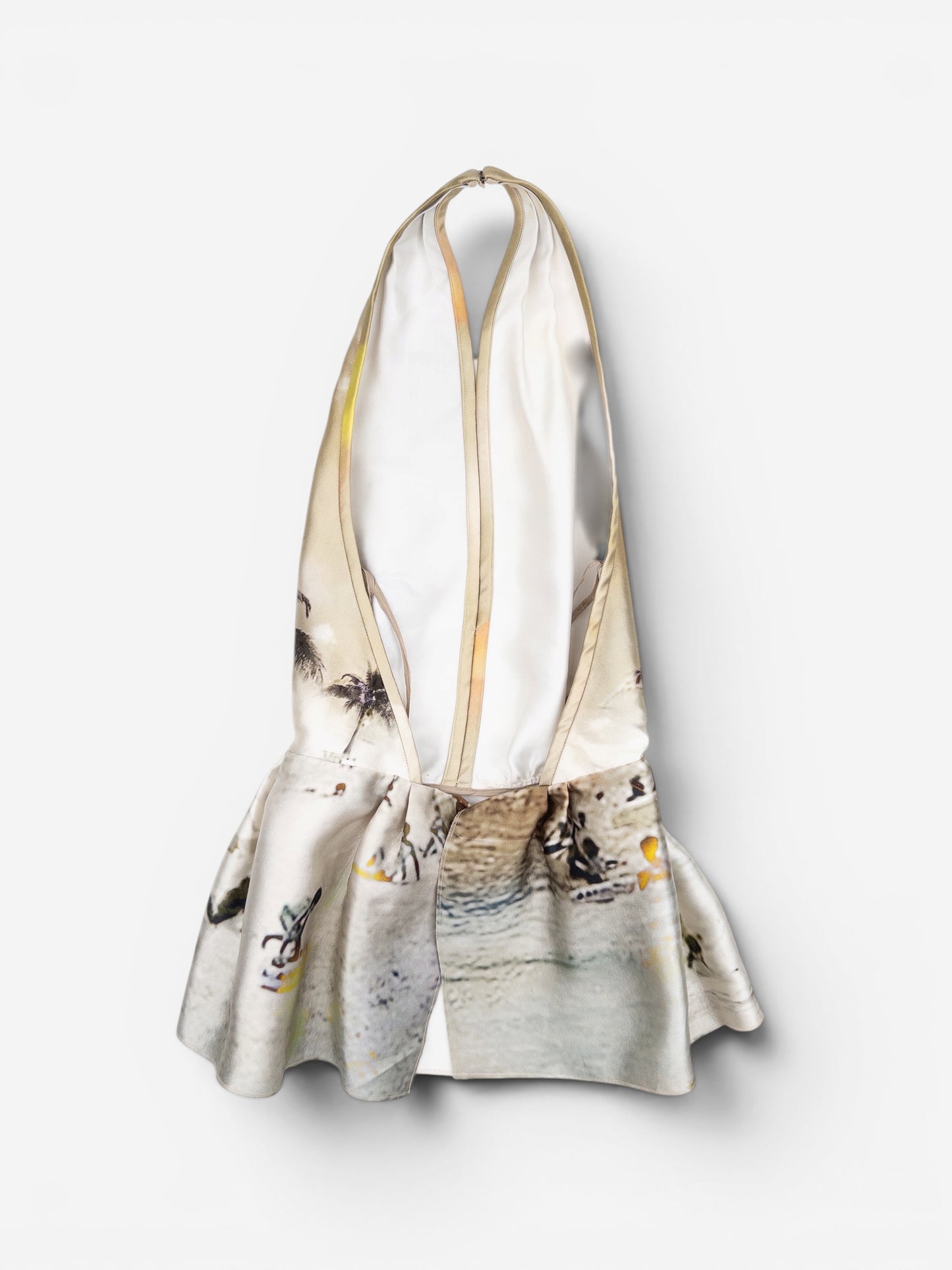 Prada SS10 Beach Print Backless Halter Plunge Top
