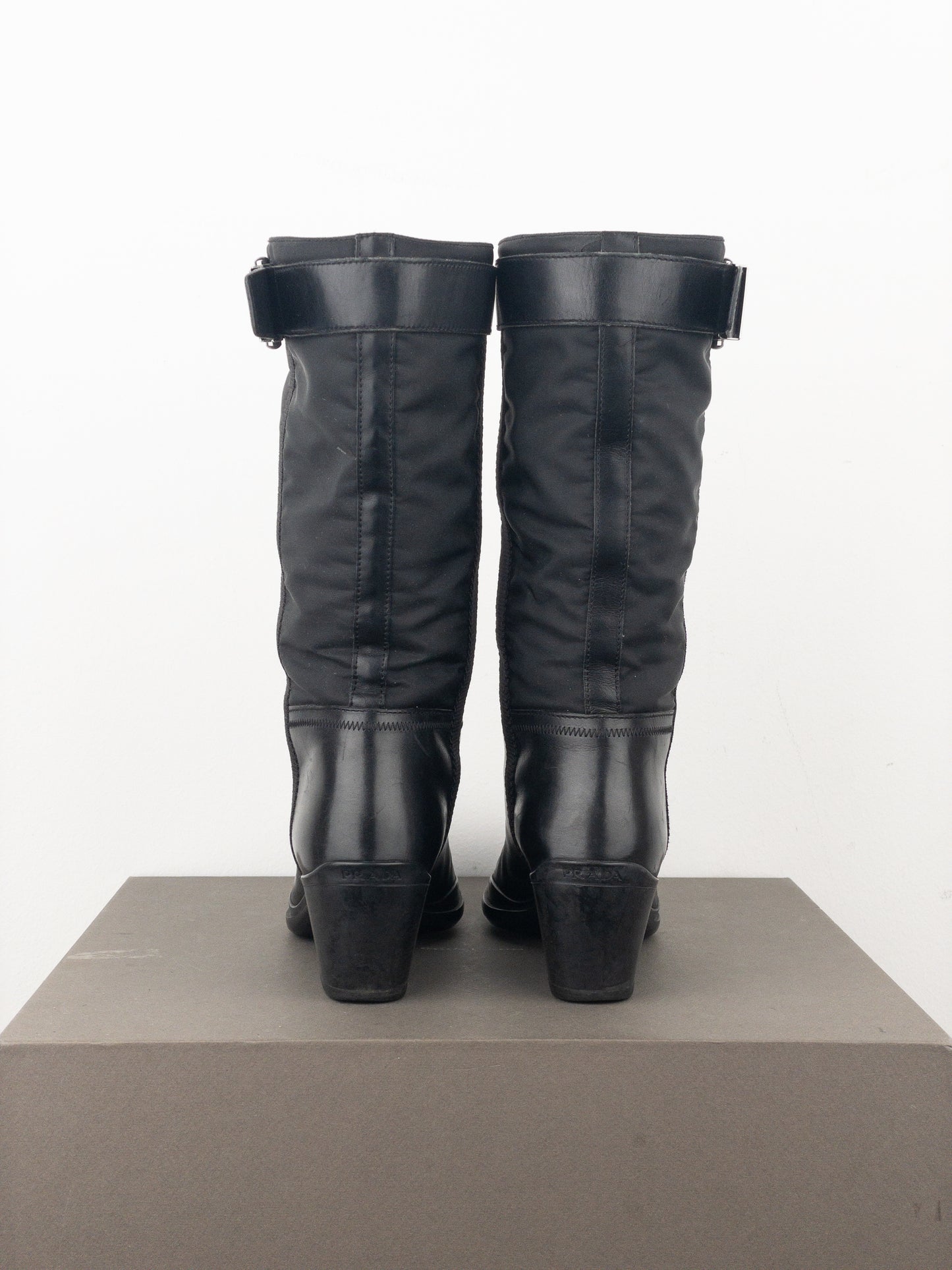 Prada 2000s Knee-High Hybrid Buckle Sports Cowboy Boots