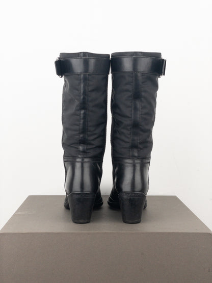 Prada 2000s Knee-High Hybrid Buckle Sports Cowboy Boots