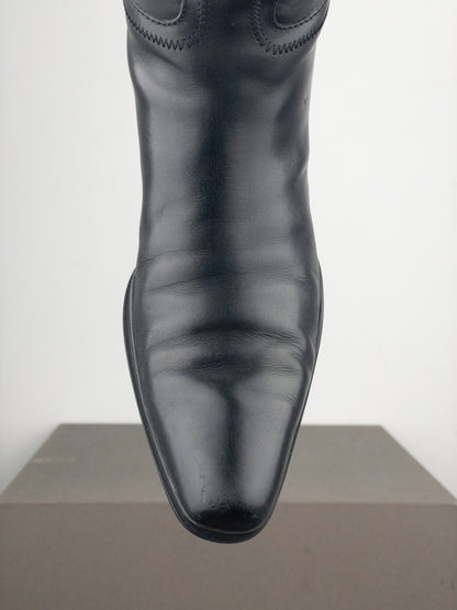 Prada 2000s Knee-High Hybrid Buckle Sports Cowboy Boots