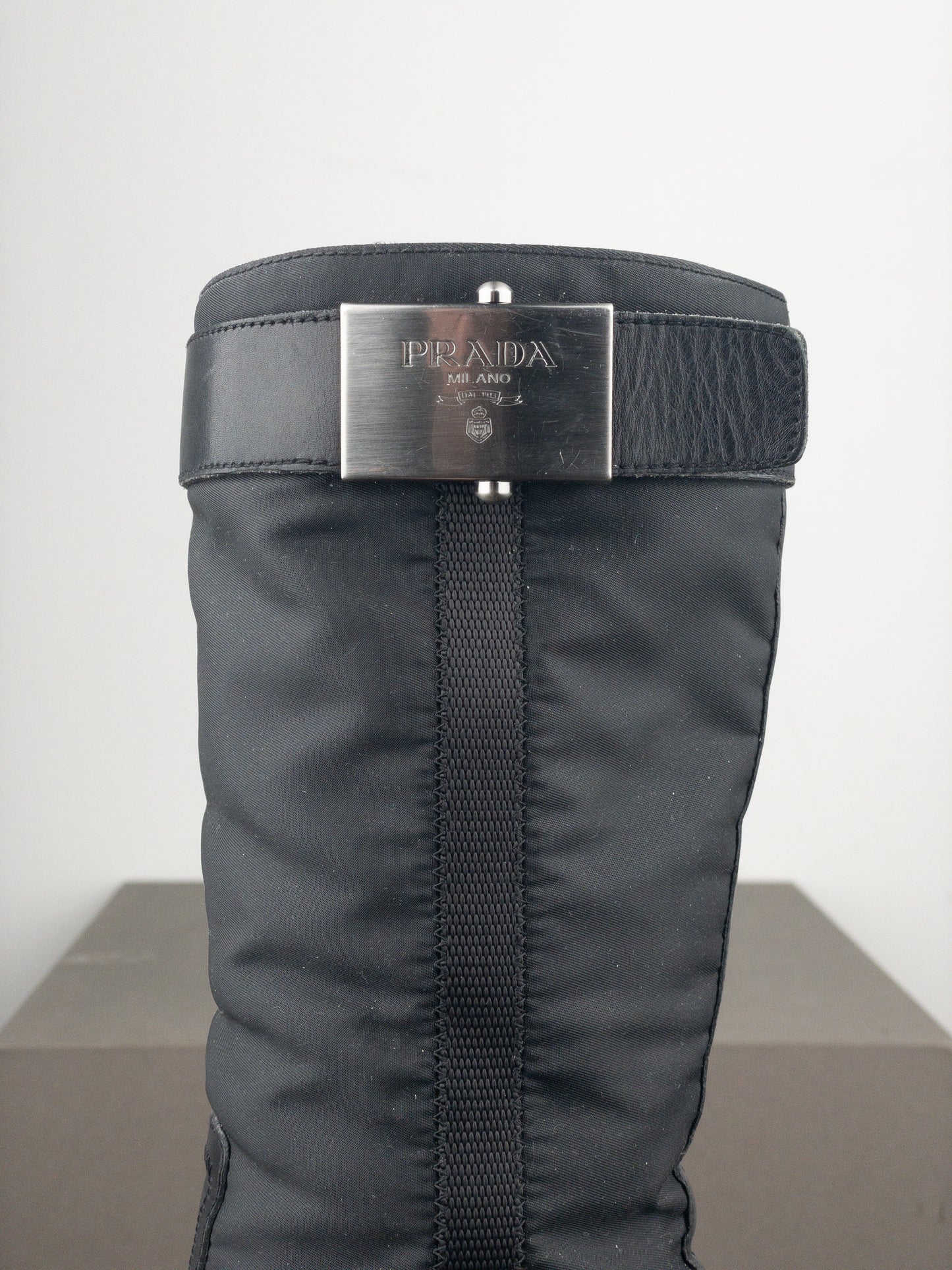 Prada 2000s Knee-High Hybrid Buckle Sports Cowboy Boots