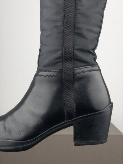 Prada 2000s Knee-High Hybrid Buckle Sports Cowboy Boots