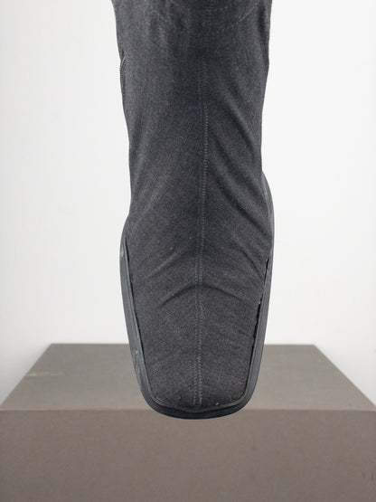 Prada AW99 Square Toe Bungee-Cord Ankle Heel Boots