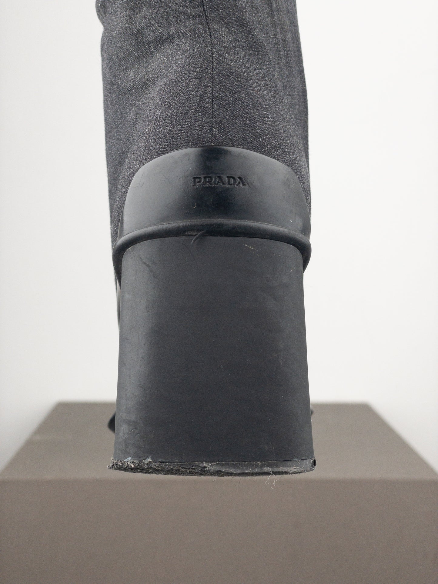 Prada AW99 Square Toe Bungee-Cord Ankle Heel Boots