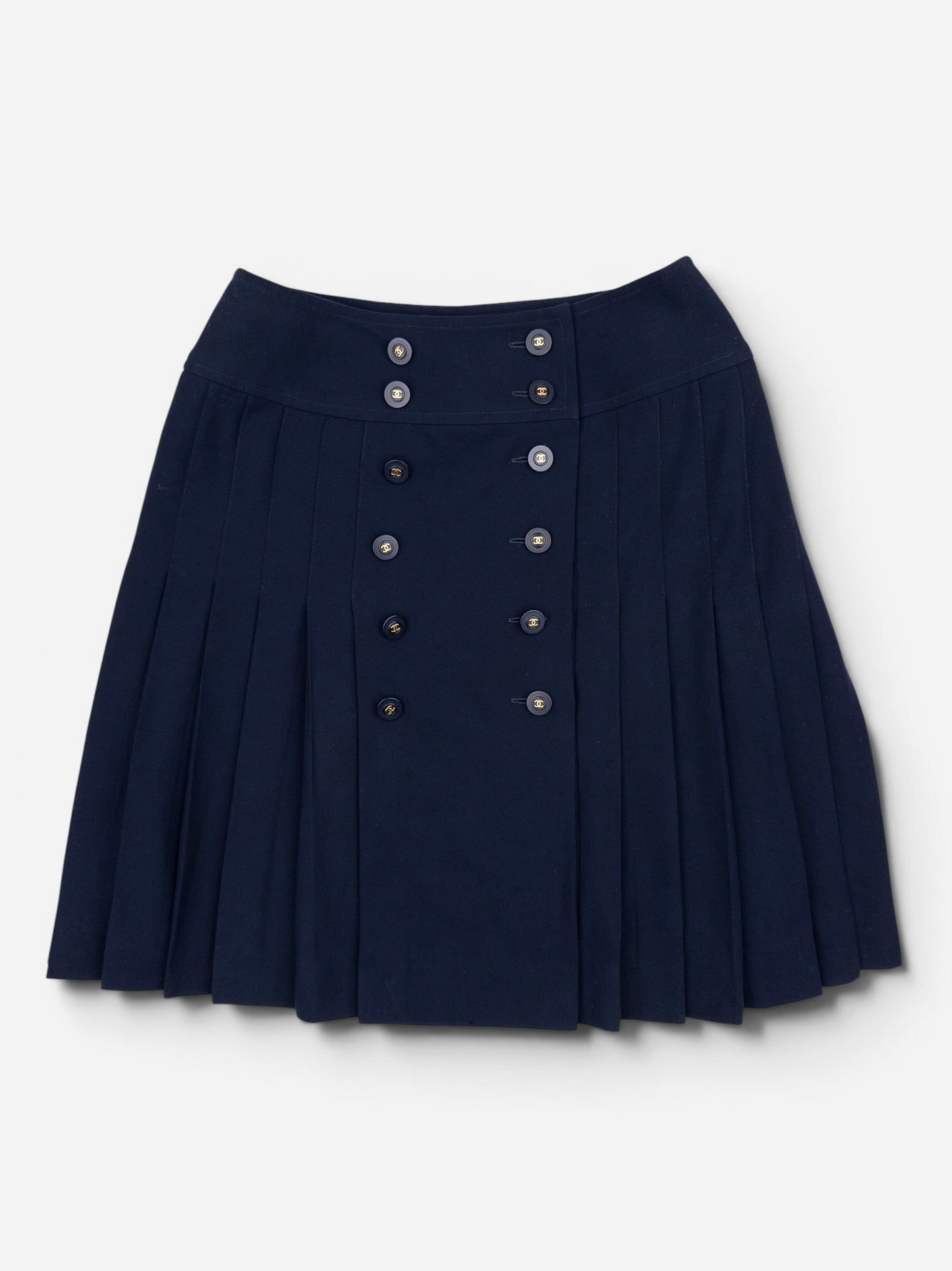 Chanel by Karl Lagerfeld SS94 Pleated Button Mini Skirt
