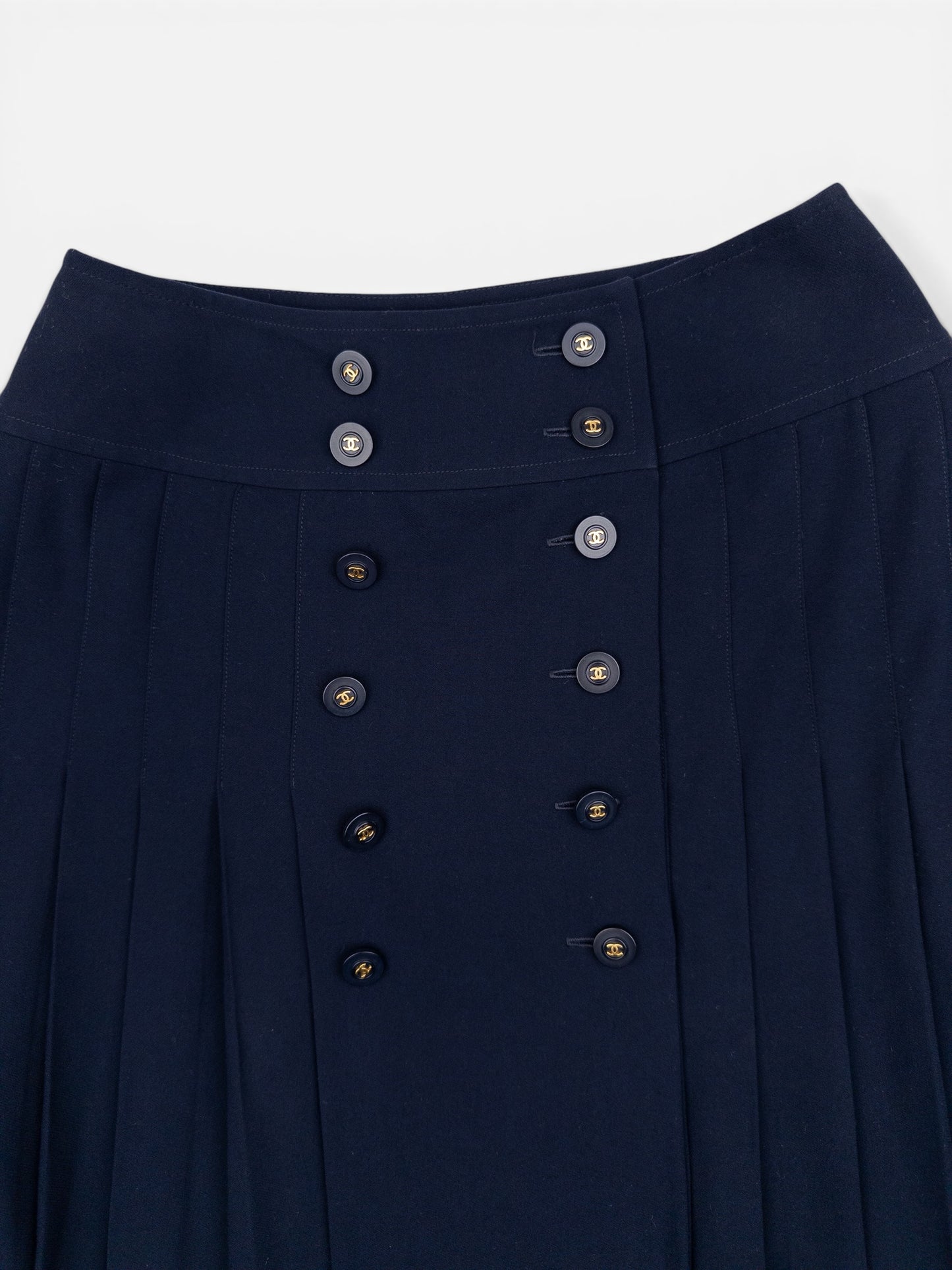 Chanel by Karl Lagerfeld SS94 Pleated Button Mini Skirt