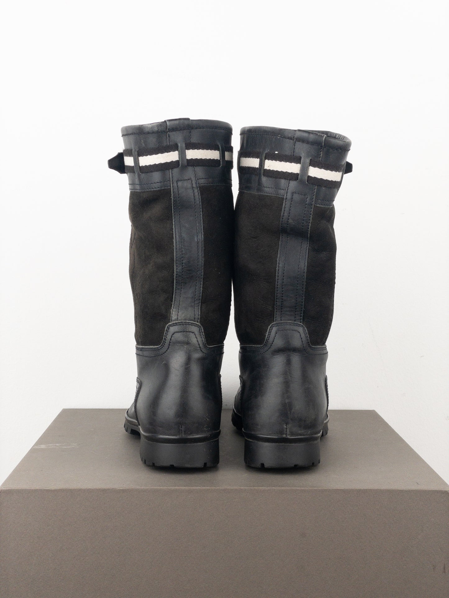 Gucci by Tom Ford 1990s Lug Sole Shearling Moto Biker Boots
