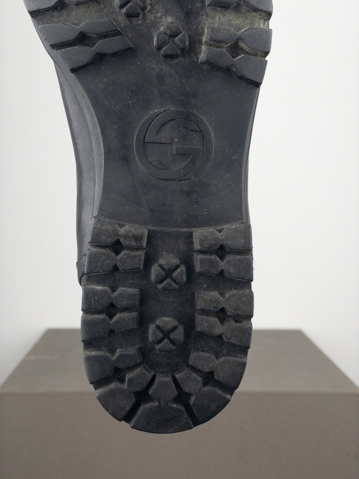 Gucci by Tom Ford 1990s Lug Sole Shearling Moto Biker Boots