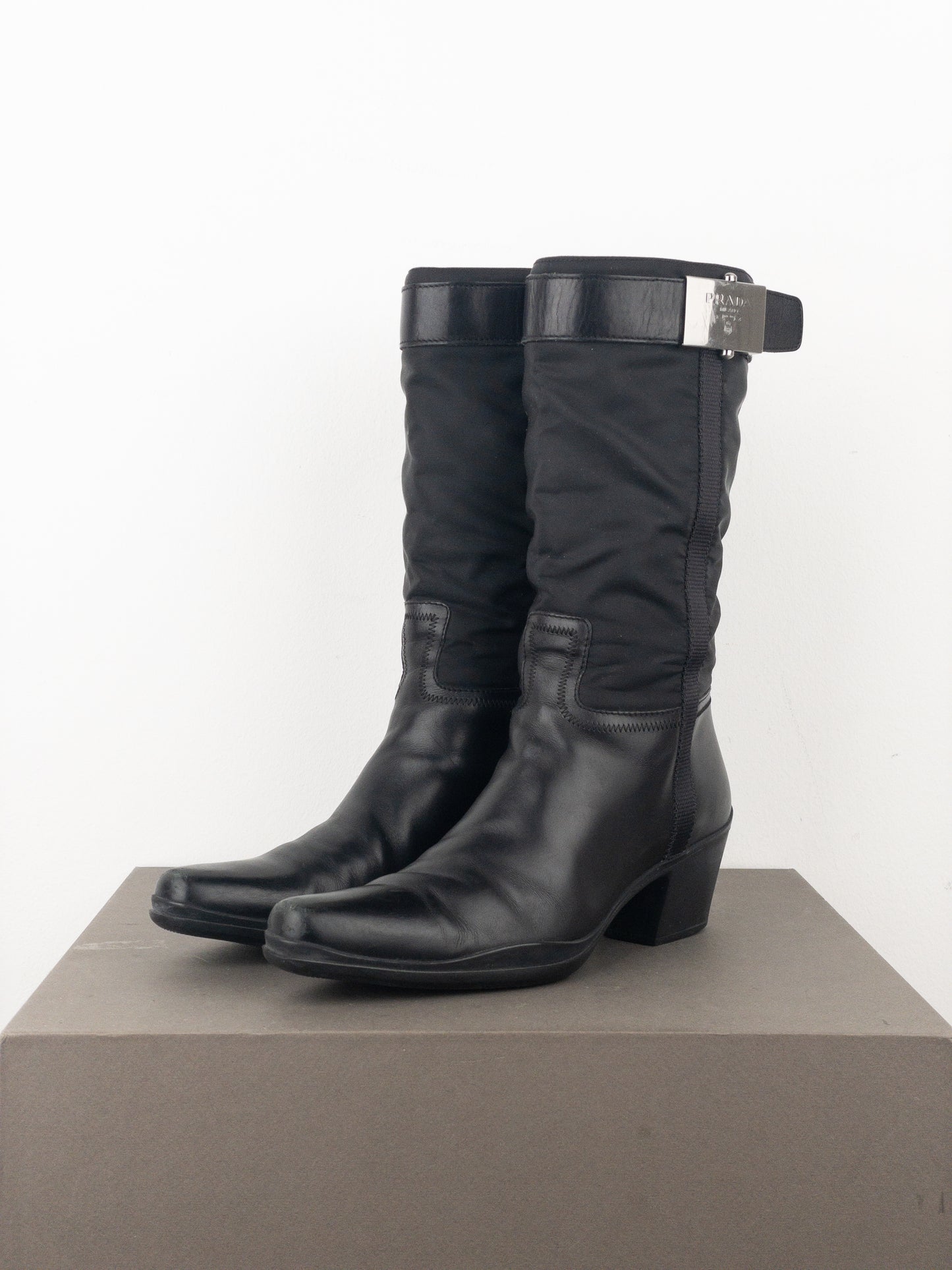 Prada 2000s Hybrid Buckle Cowboy Boots