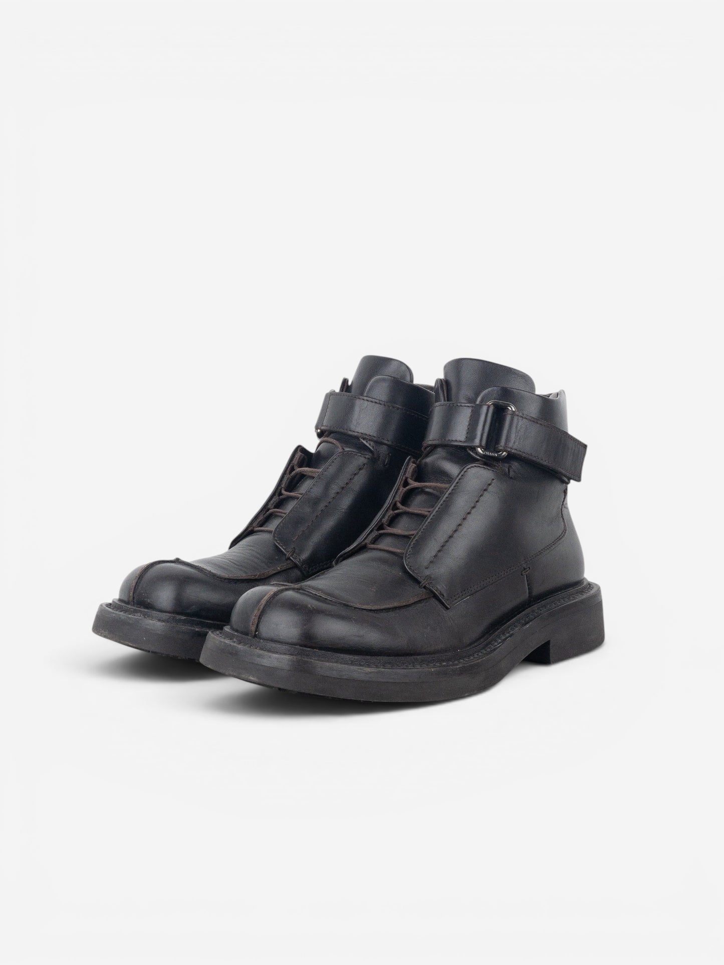 Prada AW99 Square Toe Ankle Combat Boots