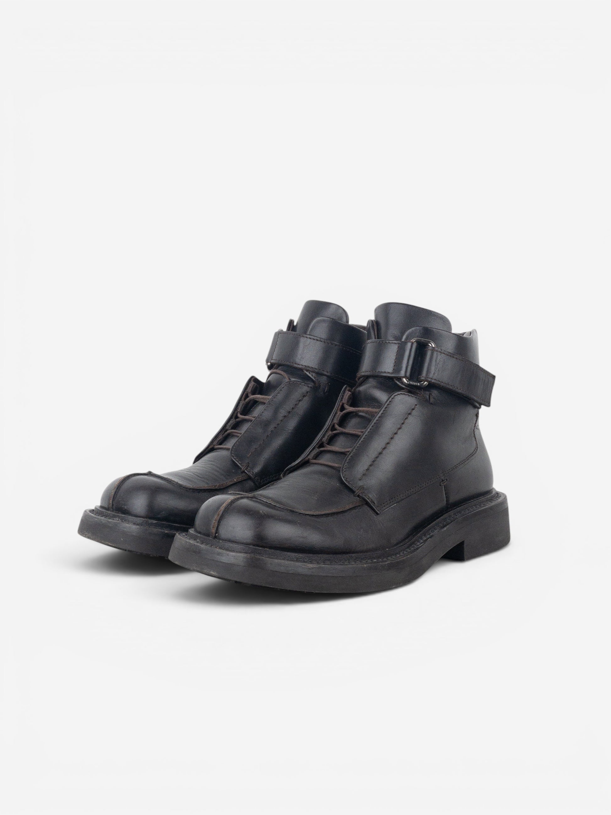 Prada AW99 Square Toe Ankle Combat Boots