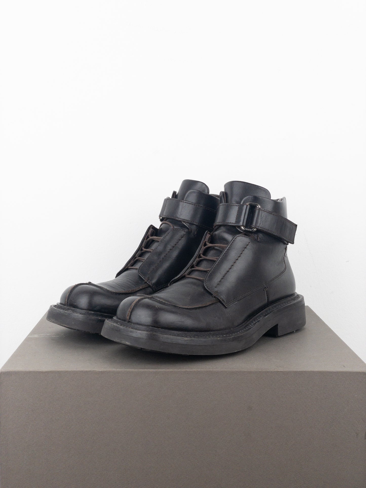 Prada AW99 Square Toe Ankle Combat Boots