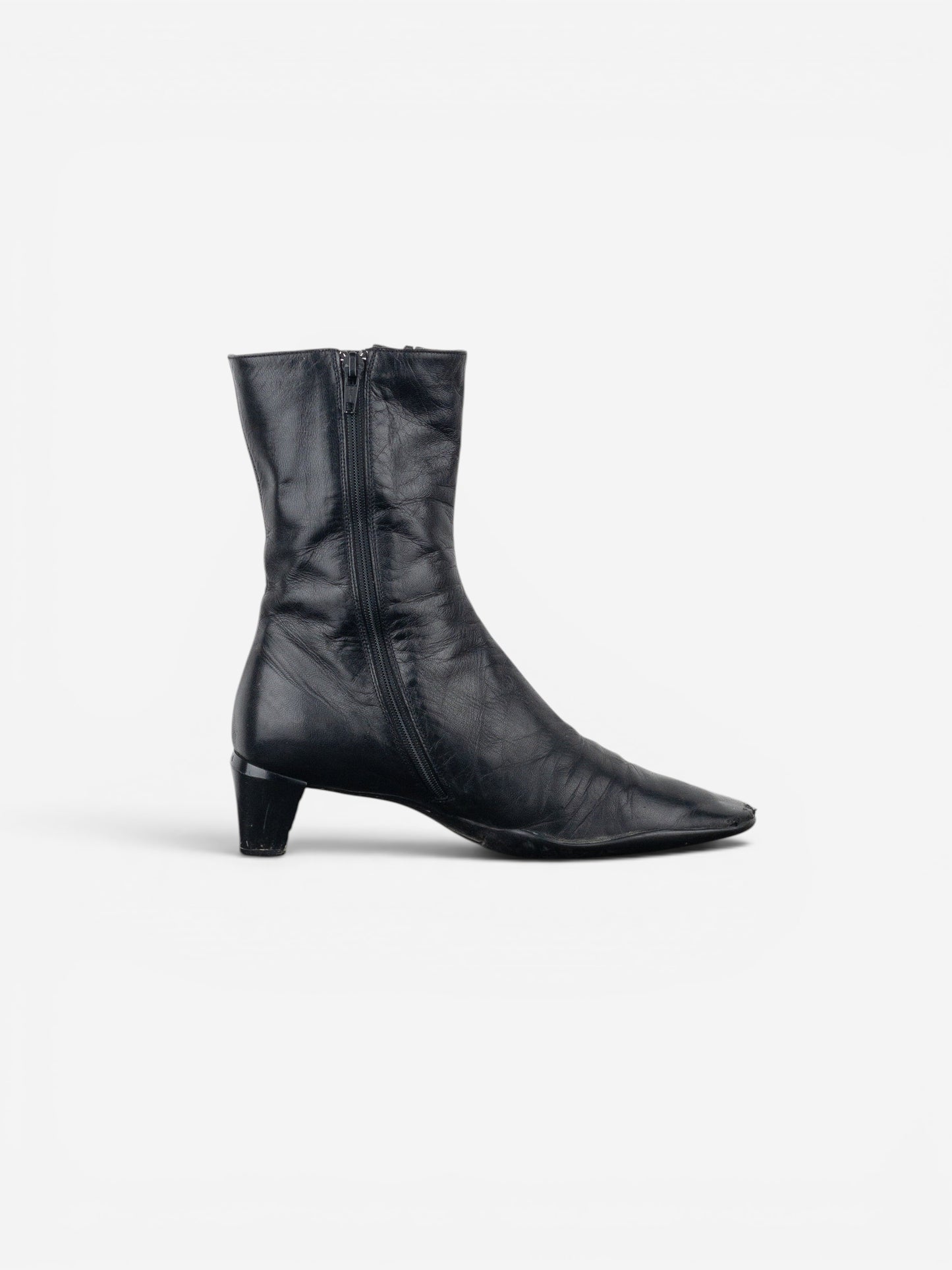Prada 2000s Square Toe Sports Buckle Kitten Heel Ankle Boots – photo 4