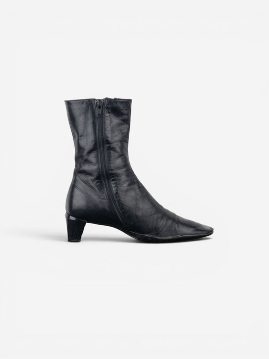 Prada 2000s Square Toe Sports Buckle Kitten Heel Ankle Boots – photo 4