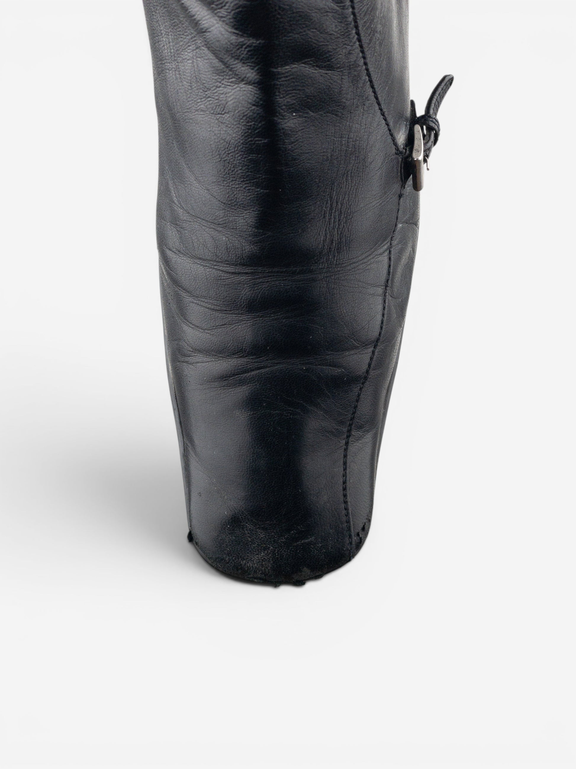 Prada 2000s Square Toe Sports Buckle Kitten Heel Ankle Boots – photo 7