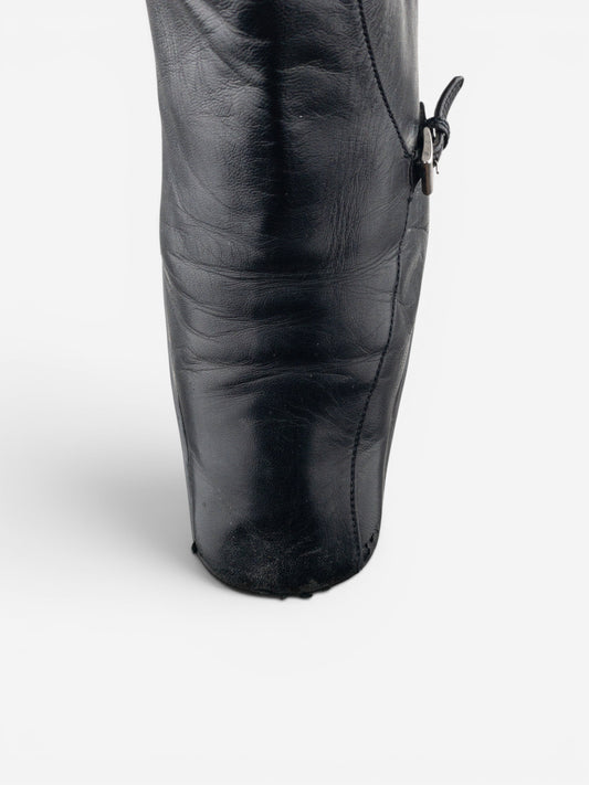 Prada 2000s Square Toe Sports Buckle Kitten Heel Ankle Boots – photo 7