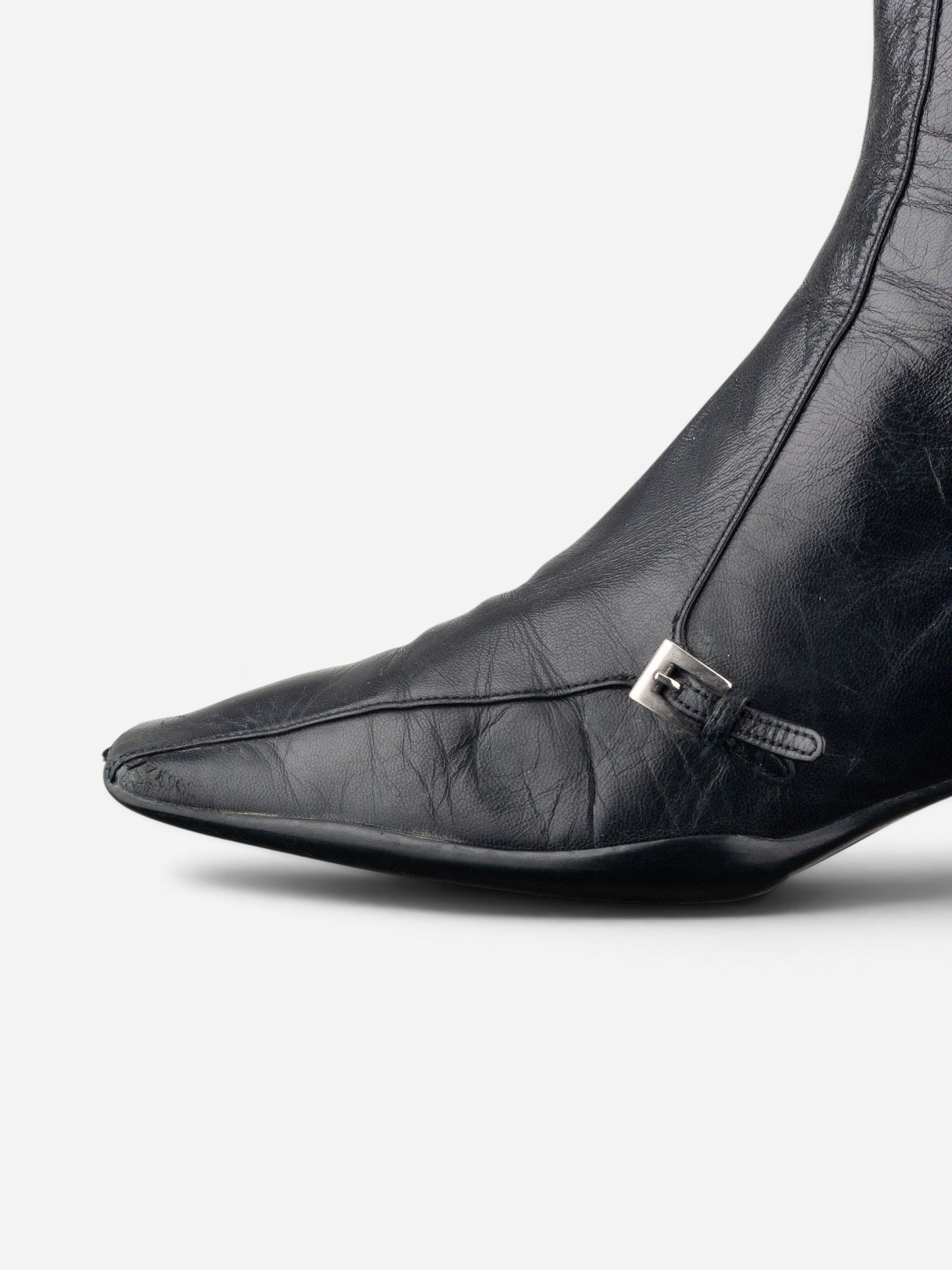 Prada 2000s Square Toe Sports Buckle Kitten Heel Ankle Boots – photo 8
