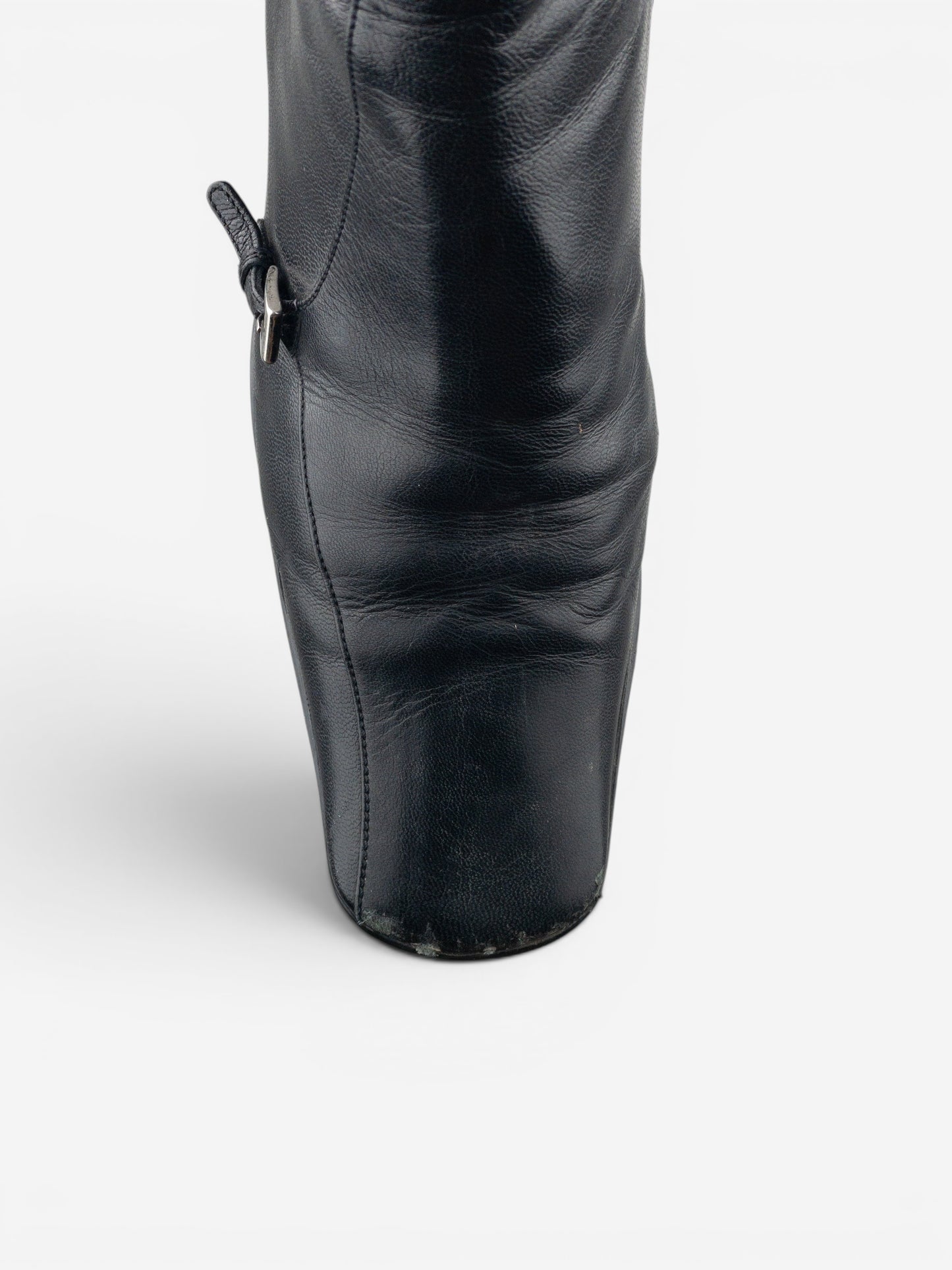 Prada 2000s Square Toe Sports Buckle Kitten Heel Ankle Boots – photo 12
