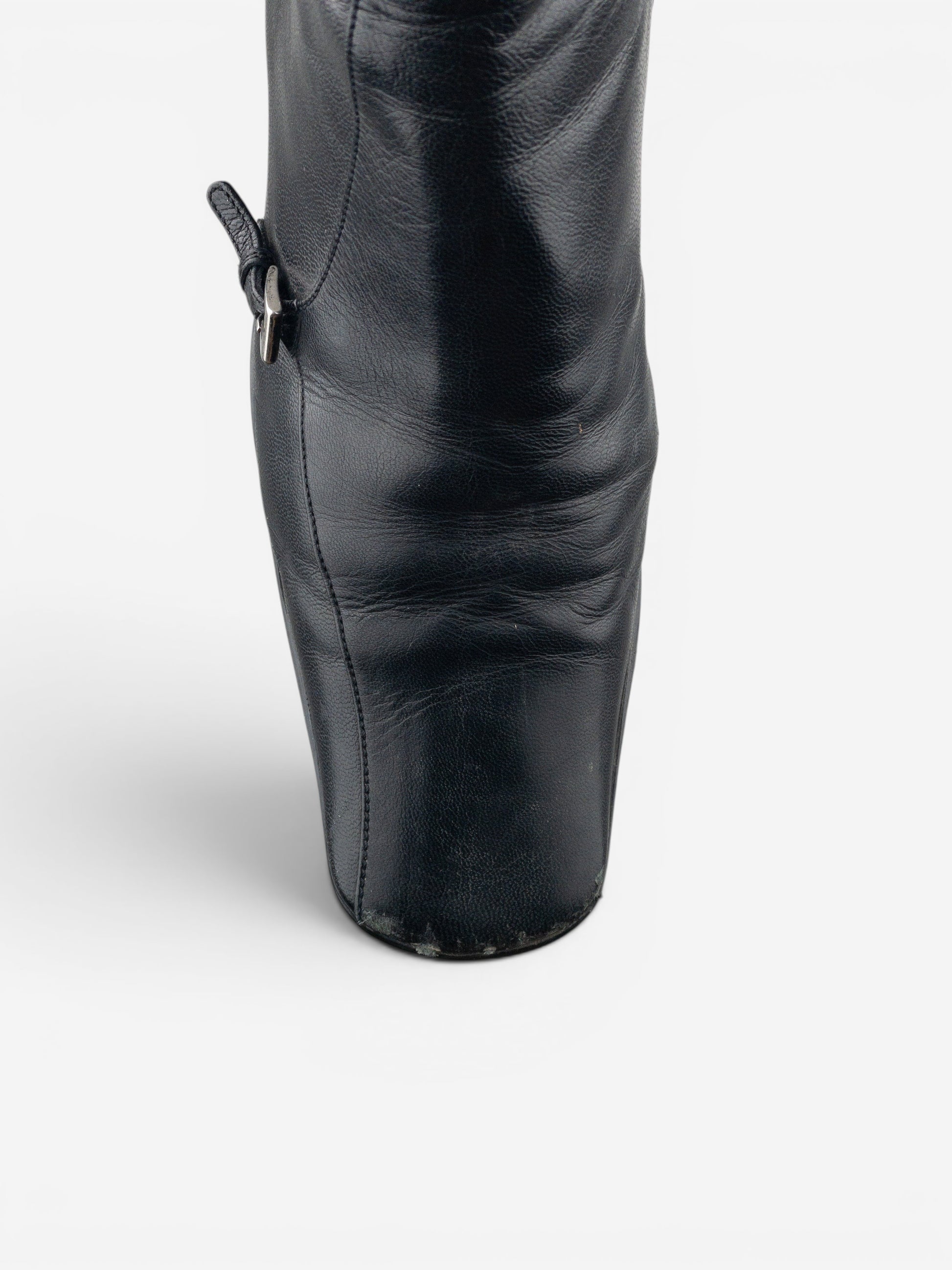 Prada 2000s Square Toe Sports Buckle Kitten Heel Ankle Boots – photo 12