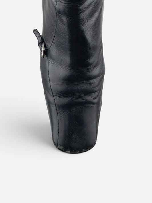 Prada 2000s Square Toe Sports Buckle Kitten Heel Ankle Boots – photo 12