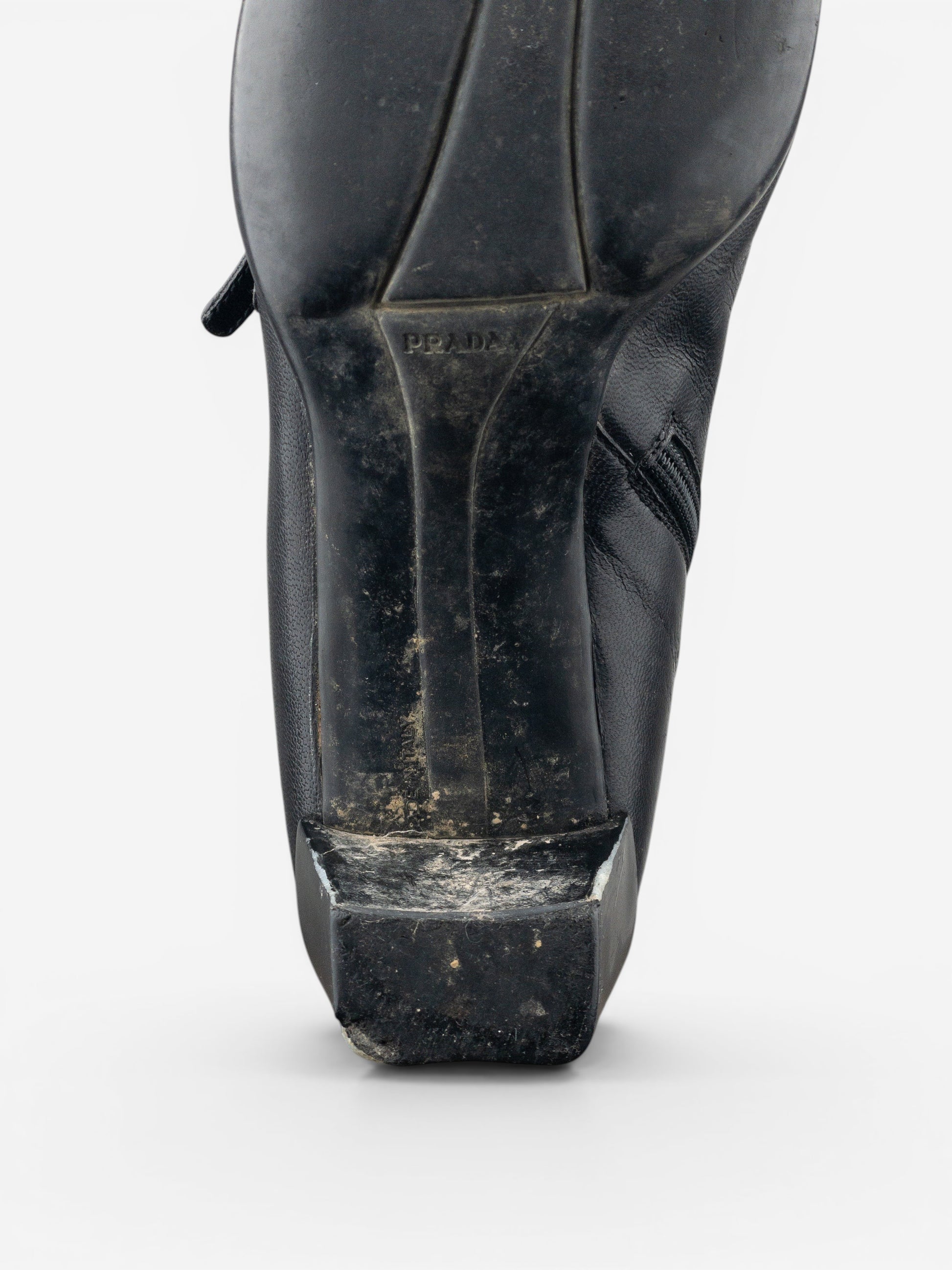 Prada 2000s Square Toe Sports Buckle Kitten Heel Ankle Boots – photo 13