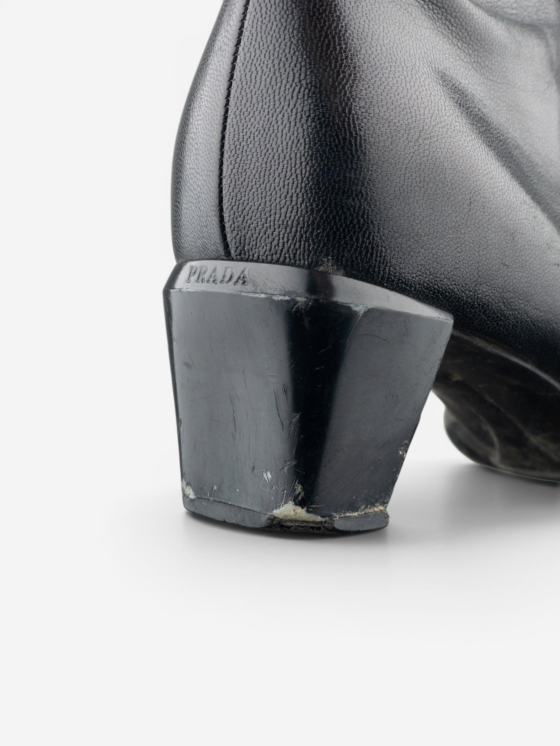 Prada 2000s Square Toe Sports Buckle Kitten Heel Ankle Boots – photo 15