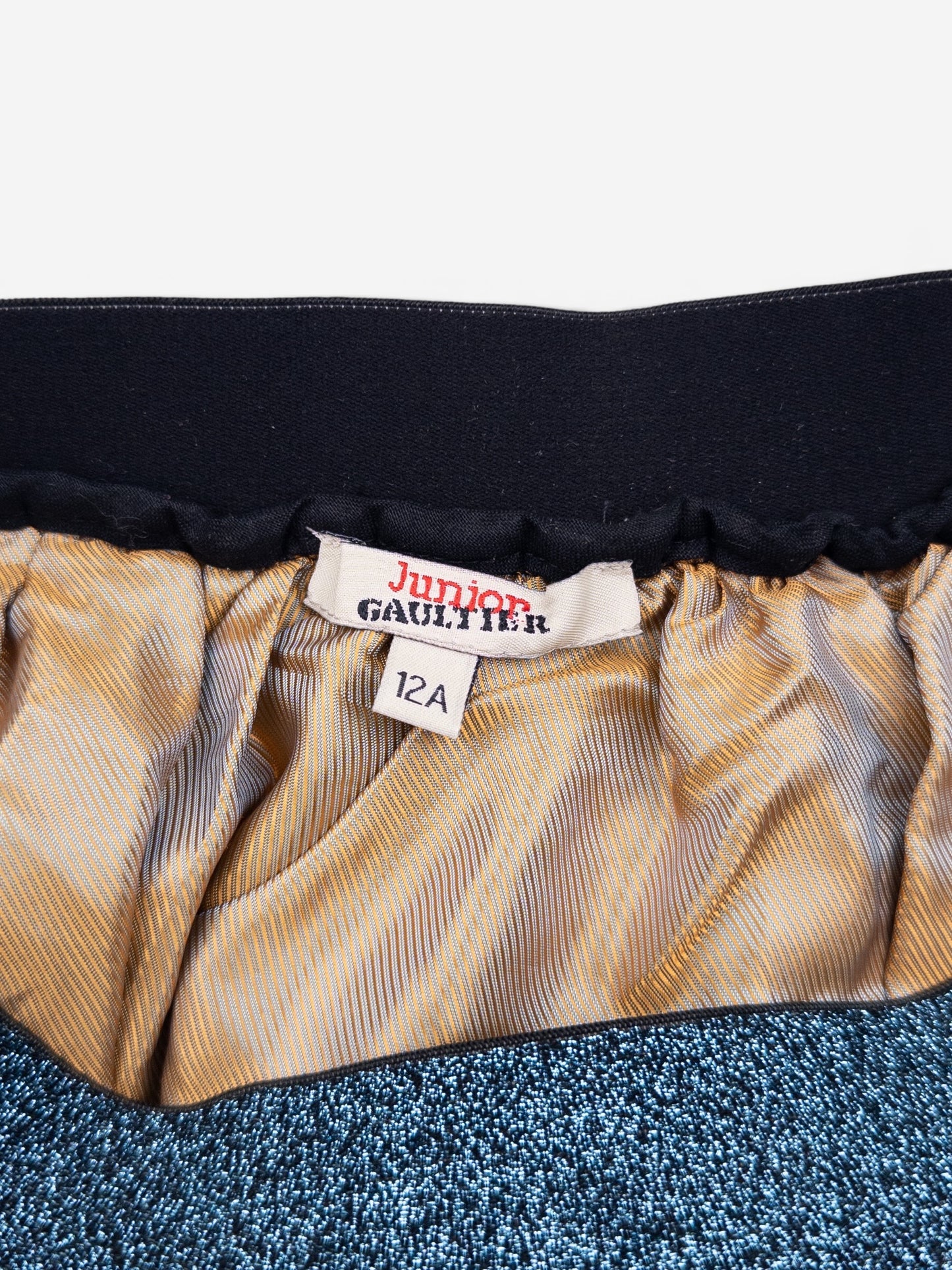 Jean Paul Gaultier 2000s Ruffle Tule Denim-Print Mini-Skirt