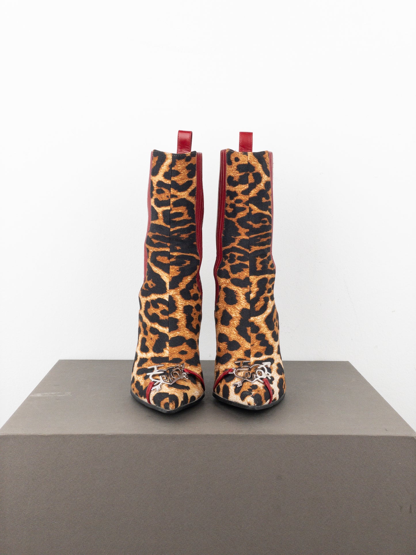 Dior by Galliano AW04 ‘I Love Dior’ Leopard Ankle Chelsea Heel Boots