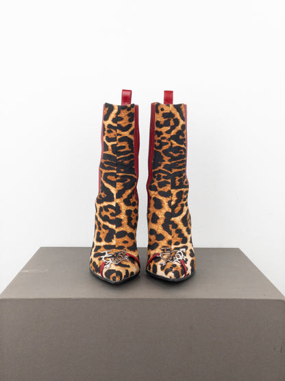 Dior by Galliano AW04 ‘I Love Dior’ Leopard Ankle Chelsea Heel Boots