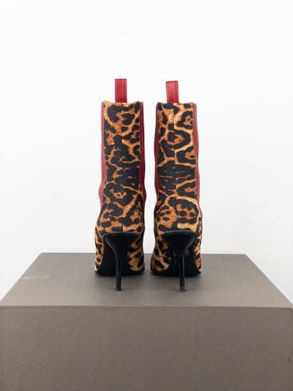 Dior by Galliano AW04 ‘I Love Dior’ Leopard Ankle Chelsea Heel Boots