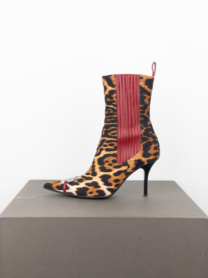 Dior by Galliano AW04 ‘I Love Dior’ Leopard Ankle Chelsea Heel Boots