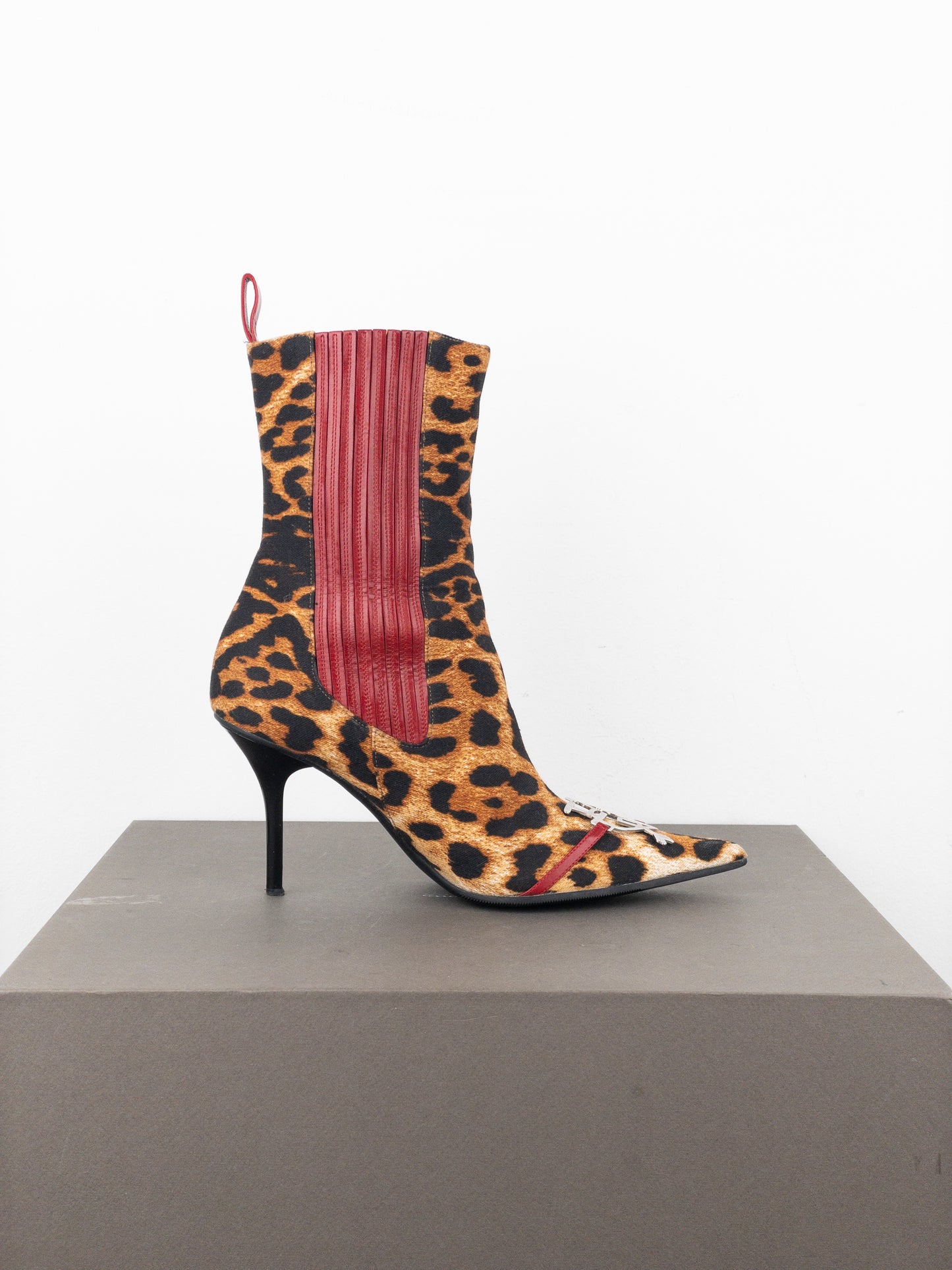 Dior by Galliano AW04 ‘I Love Dior’ Leopard Ankle Chelsea Heel Boots