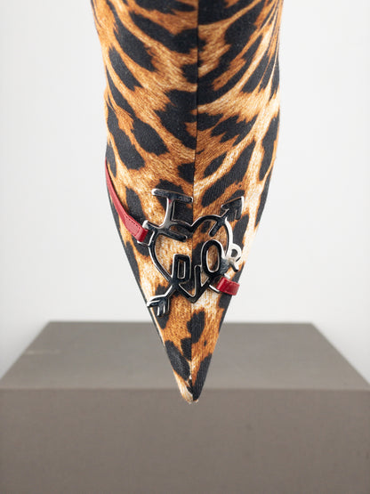Dior by Galliano AW04 ‘I Love Dior’ Leopard Ankle Chelsea Heel Boots